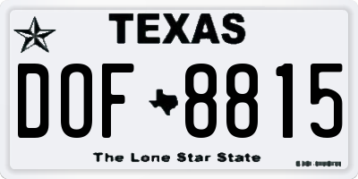 TX license plate DOF8815