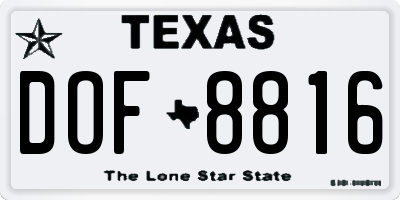 TX license plate DOF8816