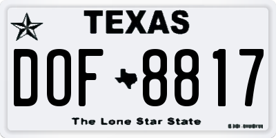TX license plate DOF8817