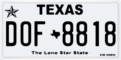 TX license plate DOF8818