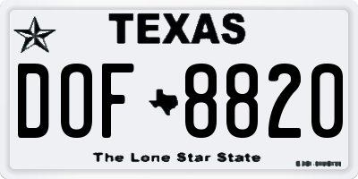 TX license plate DOF8820