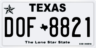 TX license plate DOF8821