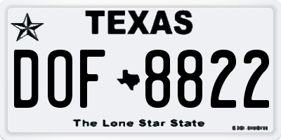 TX license plate DOF8822
