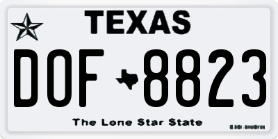 TX license plate DOF8823