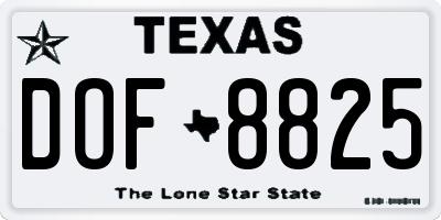 TX license plate DOF8825