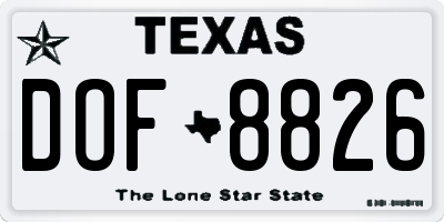 TX license plate DOF8826