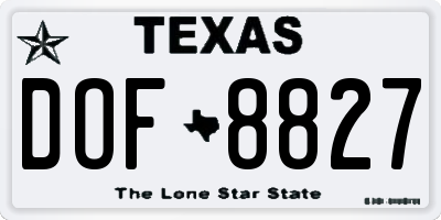 TX license plate DOF8827