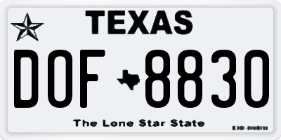 TX license plate DOF8830