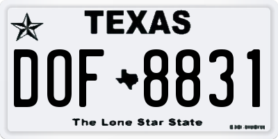 TX license plate DOF8831