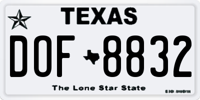 TX license plate DOF8832