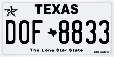 TX license plate DOF8833