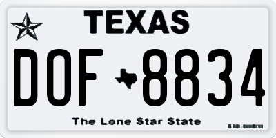 TX license plate DOF8834