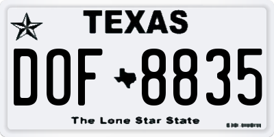 TX license plate DOF8835