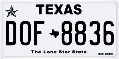 TX license plate DOF8836