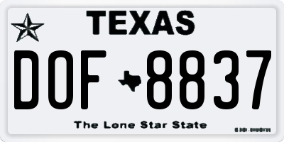 TX license plate DOF8837