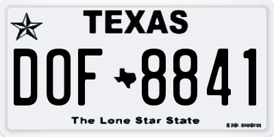 TX license plate DOF8841