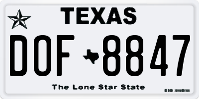 TX license plate DOF8847
