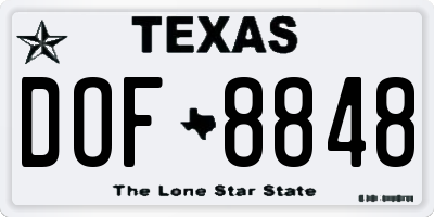 TX license plate DOF8848