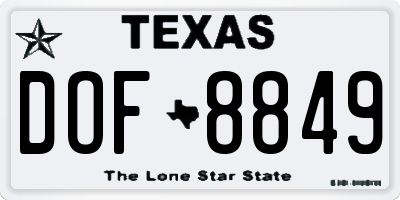 TX license plate DOF8849