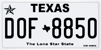 TX license plate DOF8850