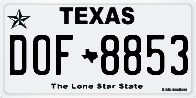 TX license plate DOF8853