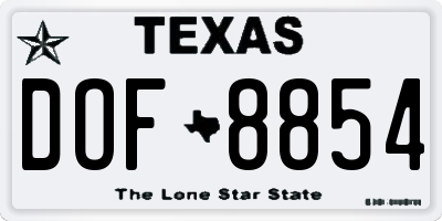 TX license plate DOF8854