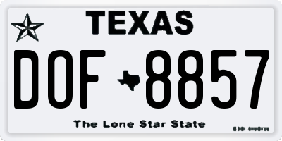 TX license plate DOF8857