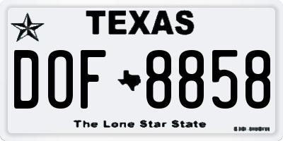 TX license plate DOF8858