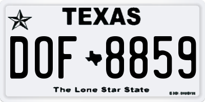 TX license plate DOF8859