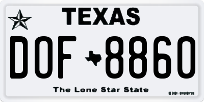 TX license plate DOF8860