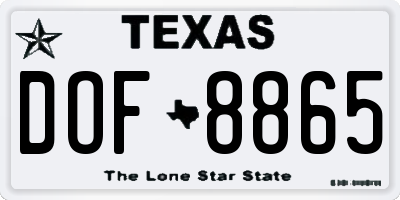 TX license plate DOF8865