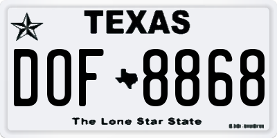 TX license plate DOF8868