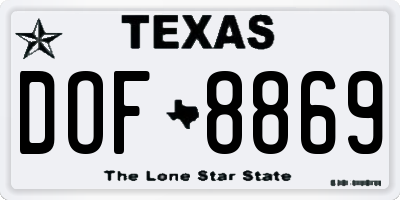 TX license plate DOF8869
