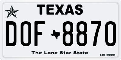 TX license plate DOF8870