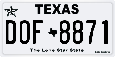 TX license plate DOF8871