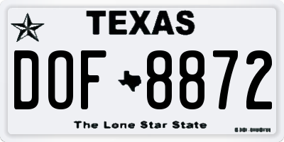 TX license plate DOF8872