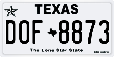 TX license plate DOF8873