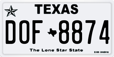 TX license plate DOF8874