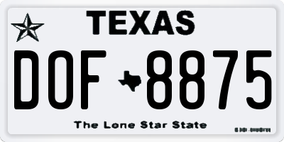 TX license plate DOF8875