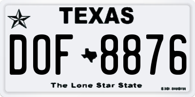 TX license plate DOF8876