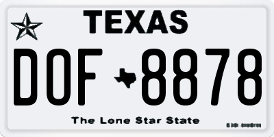 TX license plate DOF8878