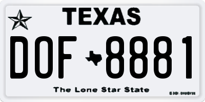 TX license plate DOF8881