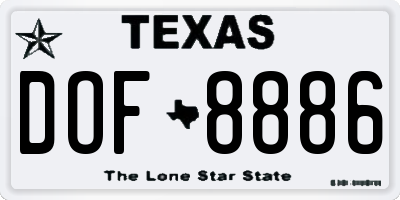 TX license plate DOF8886