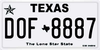 TX license plate DOF8887