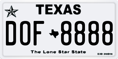 TX license plate DOF8888