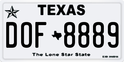 TX license plate DOF8889