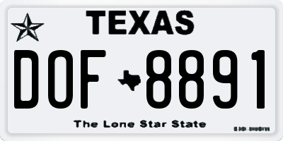 TX license plate DOF8891