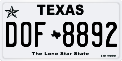 TX license plate DOF8892