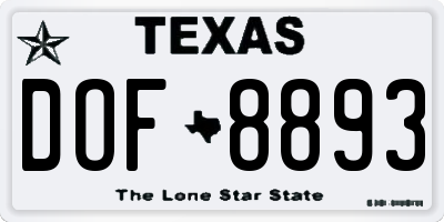 TX license plate DOF8893