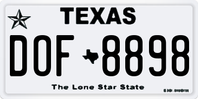 TX license plate DOF8898